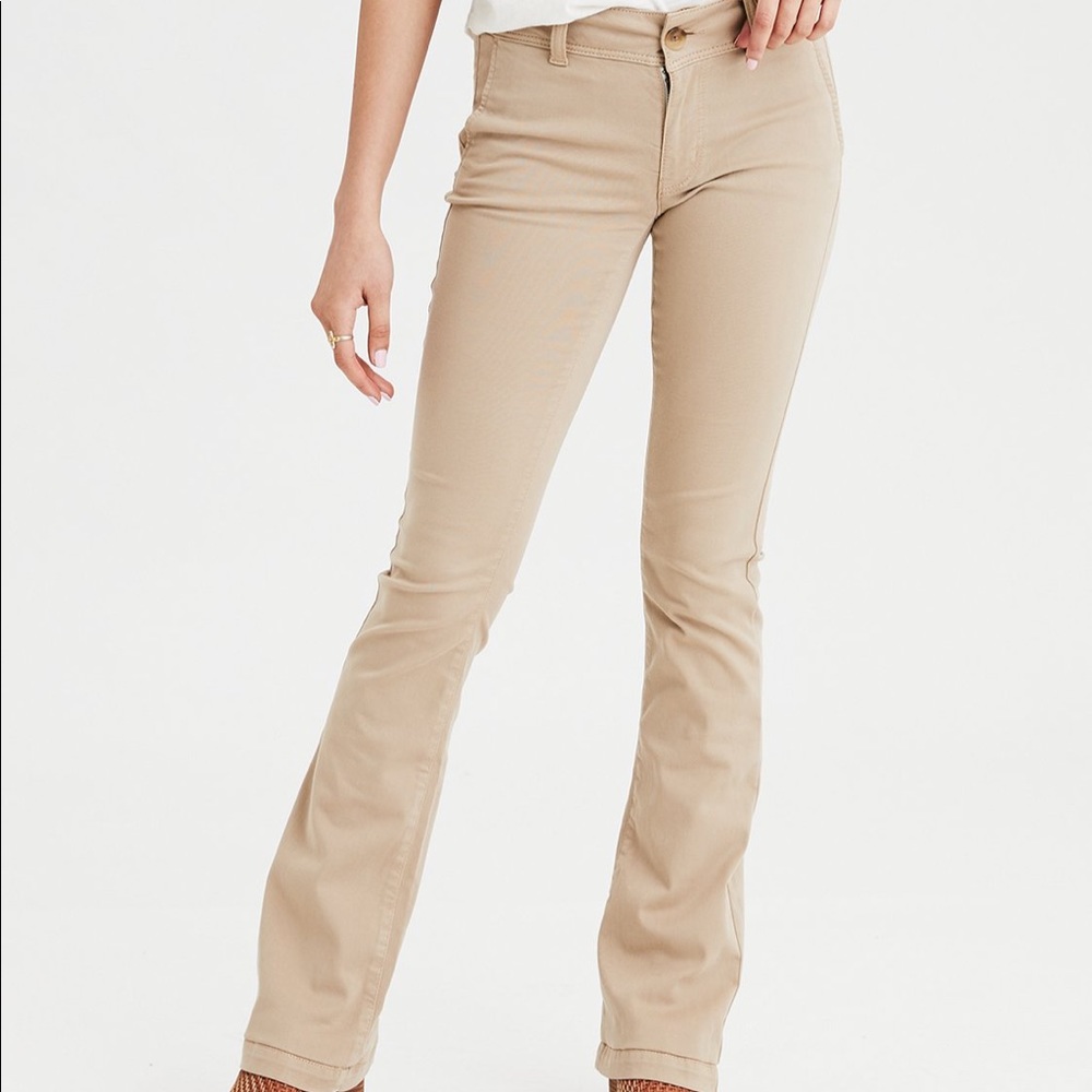 American Eagle Tan Khaki Kick Boot Pants NEW